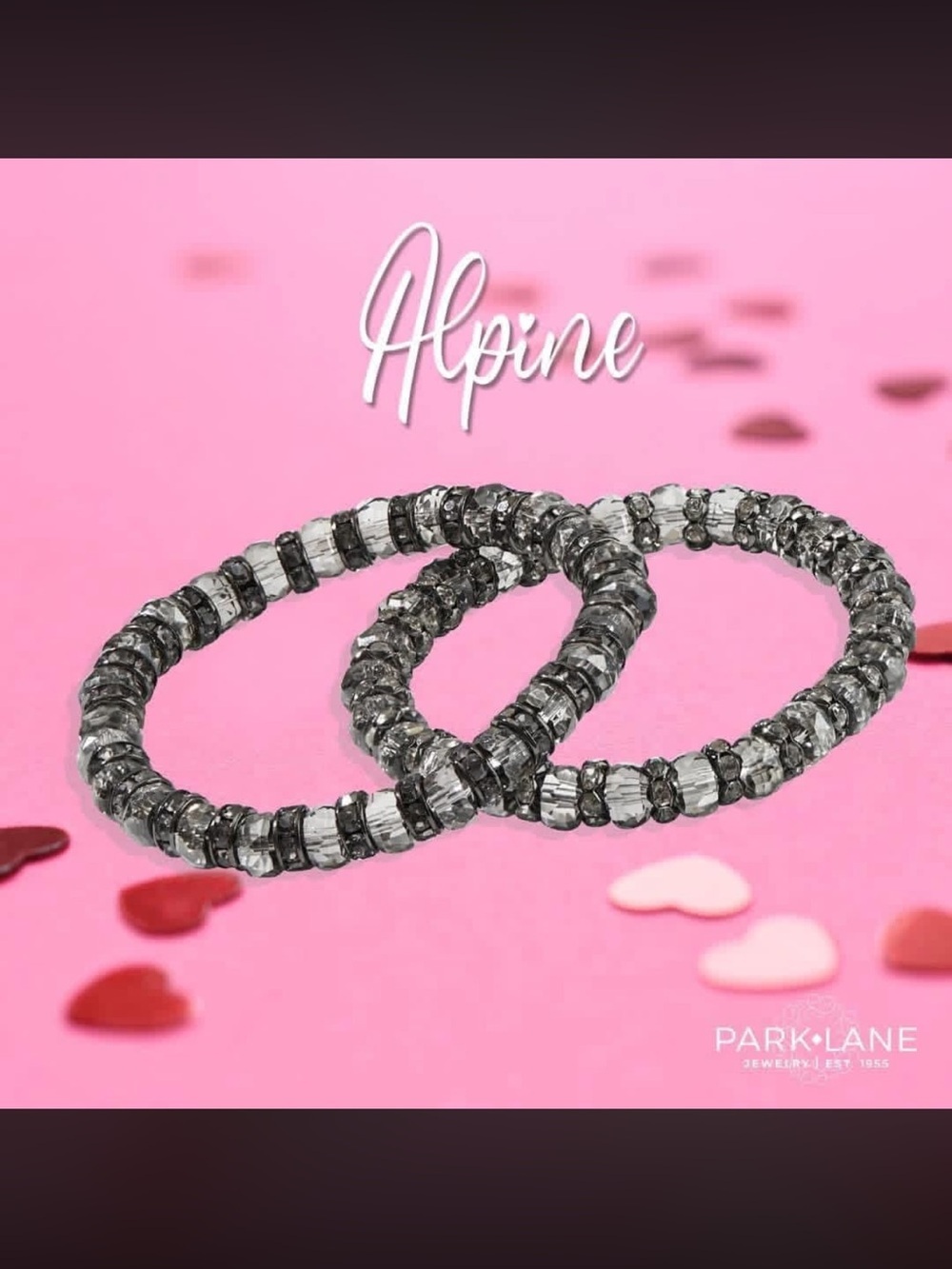 Park Lane Alpine Bracelet Set Gray Crystal Stretch Bracelets Set of 2